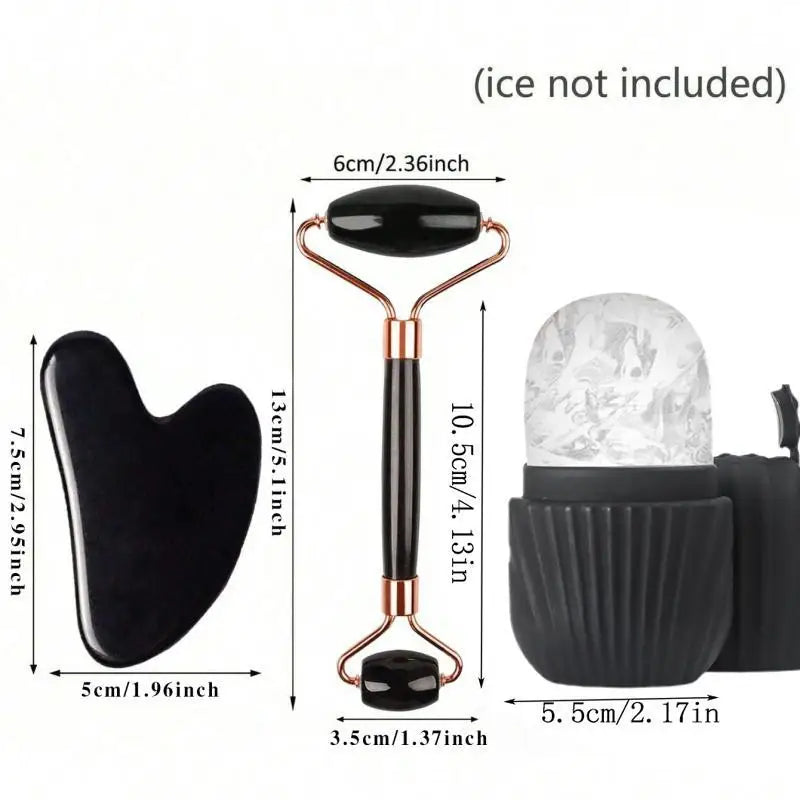 Conjunto de 1/2/3 rolos de gelo para cuidados faciais, conjunto de rolos faciais Gua Sha, rolo de massagem facial para lifting e contorno corporal.