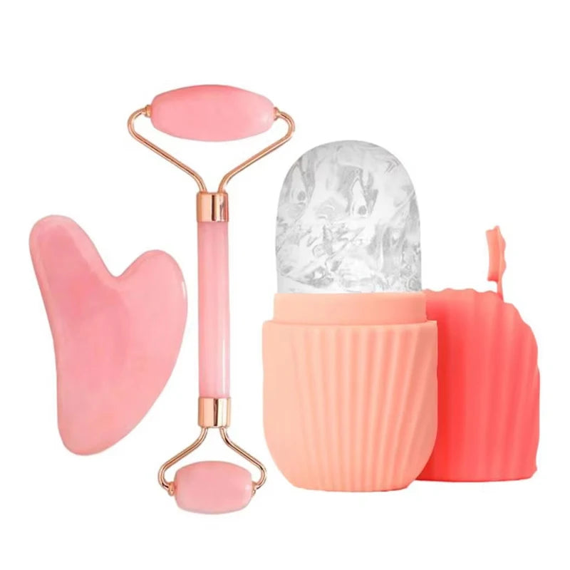 Conjunto de 1/2/3 rolos de gelo para cuidados faciais, conjunto de rolos faciais Gua Sha, rolo de massagem facial para lifting e contorno corporal.