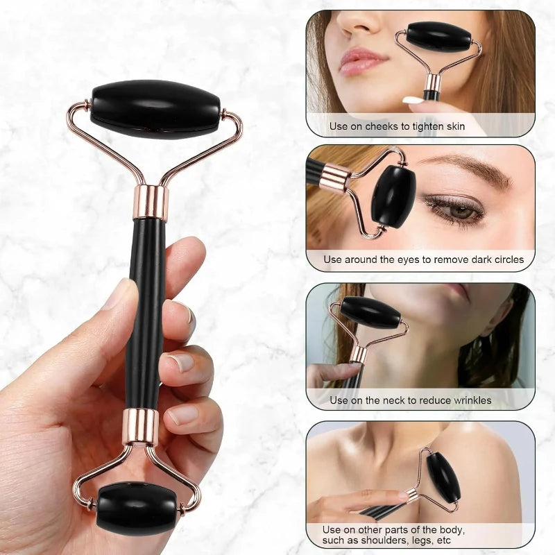 Conjunto de 1/2/3 rolos de gelo para cuidados faciais, conjunto de rolos faciais Gua Sha, rolo de massagem facial para lifting e contorno corporal.